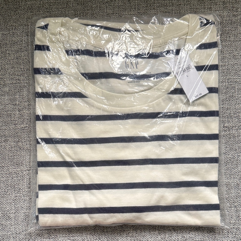 GAP Navy and Cream Striped Short Sleeve Tee